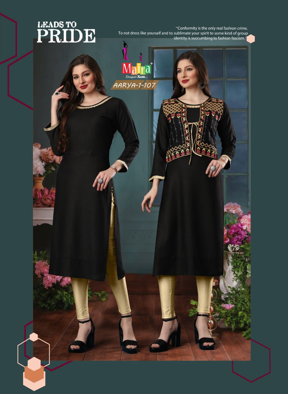 Maira Aarya 1 Latest Ethnic Wear Rayon Embroidery Designer Kurti Collection